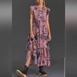 Anthropologie Verb by Pallavi Singhee Tie Dye Maxi Dress Pink Multi XLP